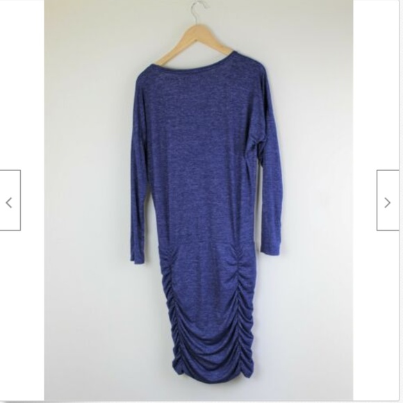 Athleta Blue Dress Small Ruched Long Sleeves Bodycon - Picture 2 of 6